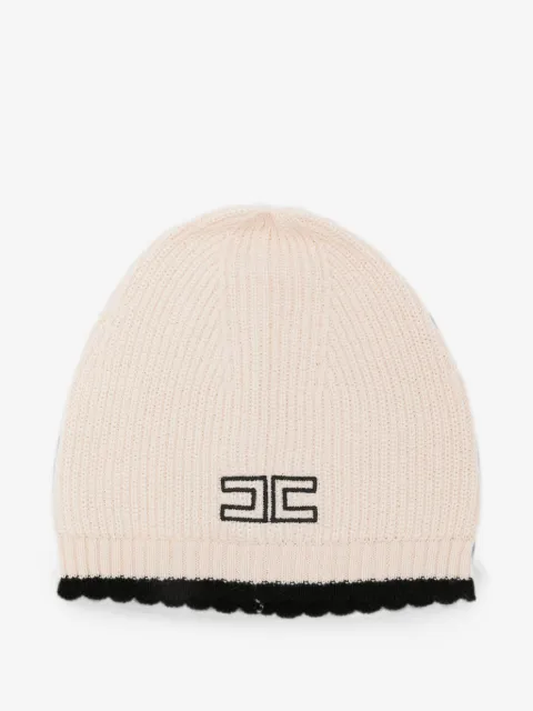 Elisabetta Franchi La Mia Bambina logo-embroidered scalloped beanie hat