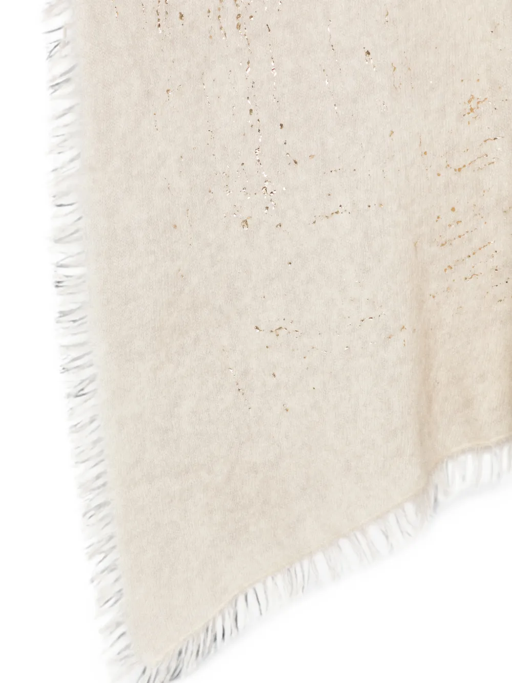 Avant Toi Sjaal met folie-print en gerafelde randen Beige
