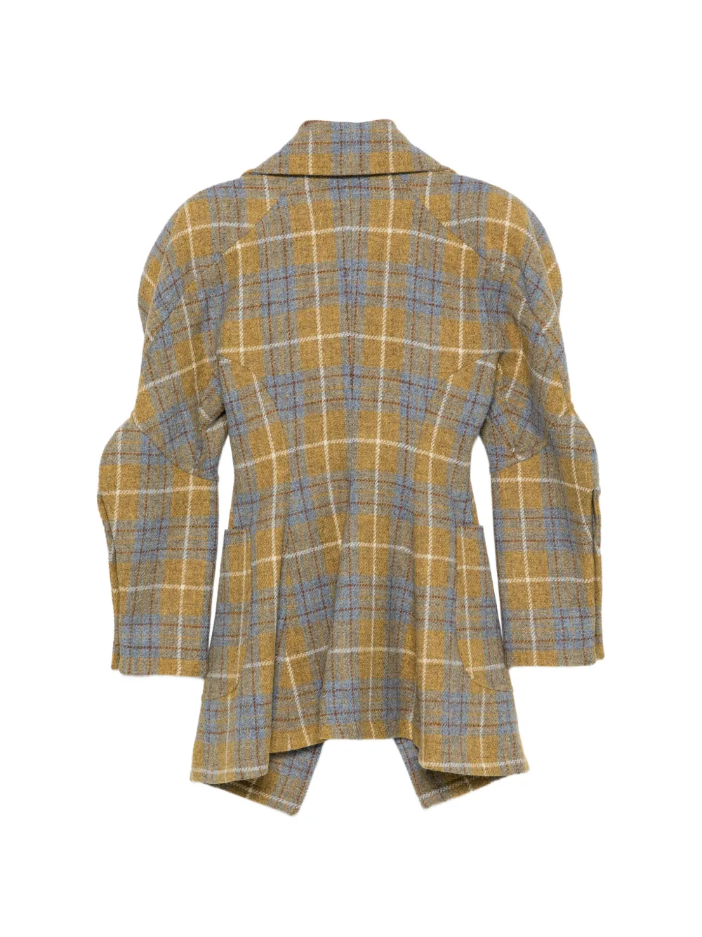 Vivienne Westwood Gale check-pattern asymmetric coat Geel