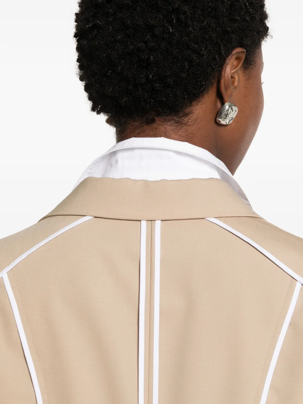 Moschino contrast-trim peaked-lapel blazer Beige