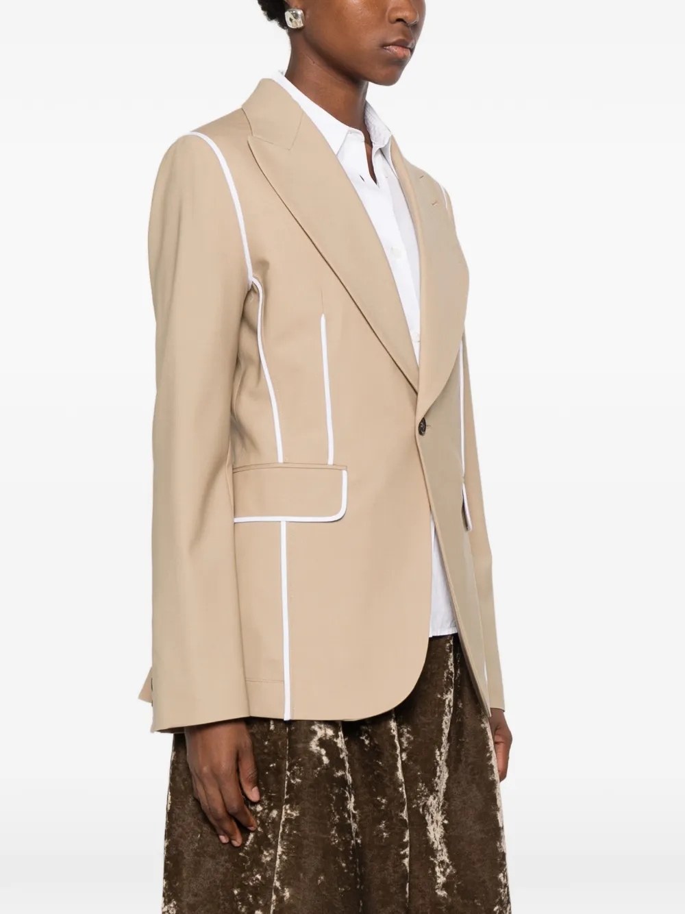 Moschino contrast-trim peaked-lapel blazer Beige
