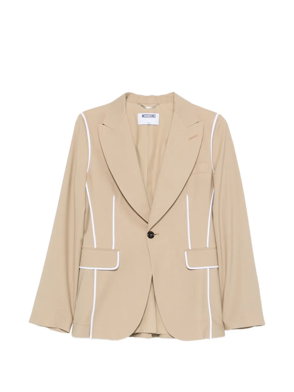 Moschino contrast-trim peaked-lapel blazer Beige