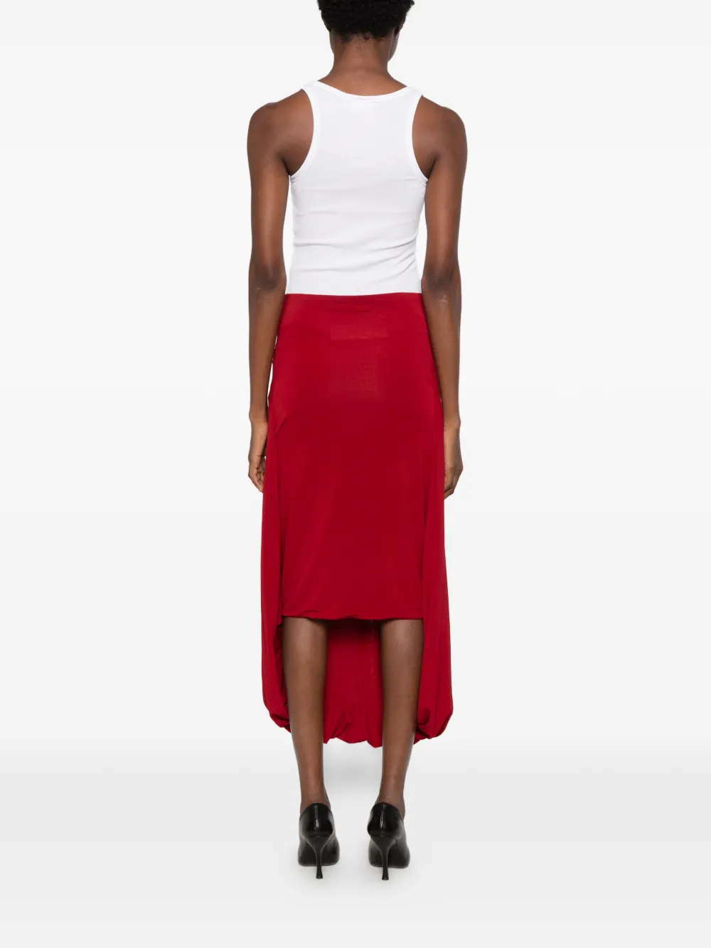 Jean Paul Gaultier draped asymmetric skirt Rood