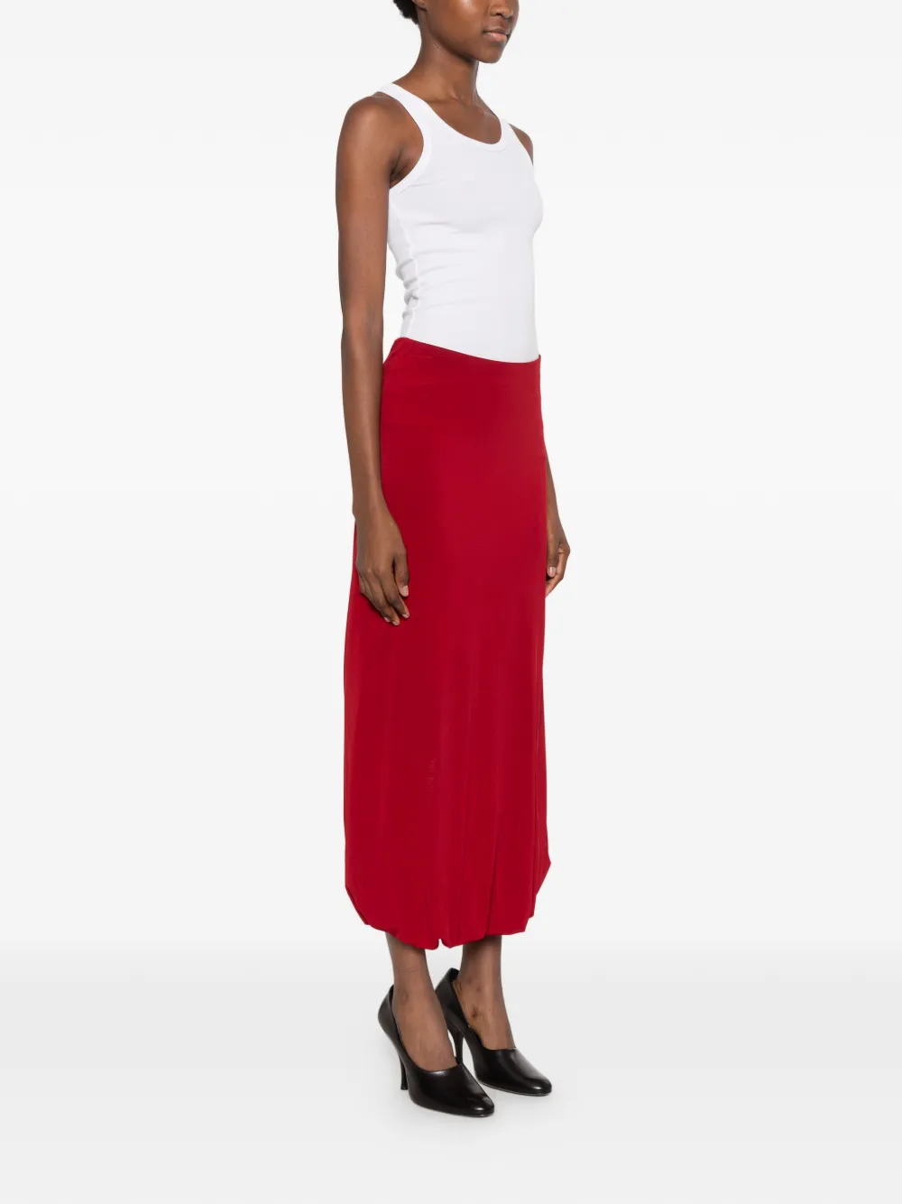 Jean Paul Gaultier draped asymmetric skirt Rood