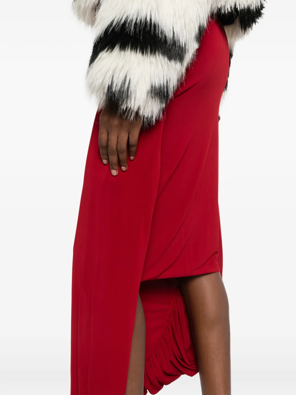 Jean Paul Gaultier draped asymmetric skirt Rood