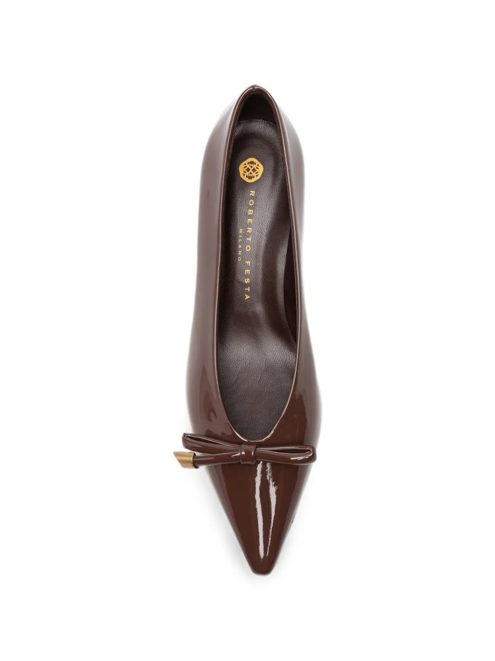 Roberto Festa bow-detail patent-finish leather heeled pumps Bruin