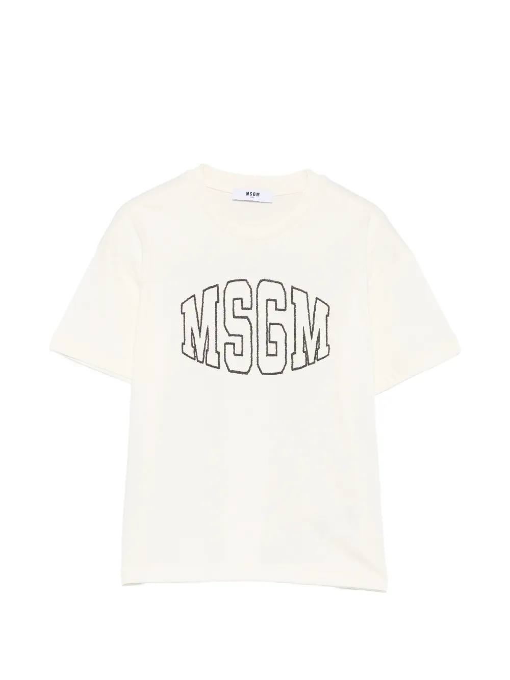 MSGM Kids logo-embroidered T-shirt - Toni neutri