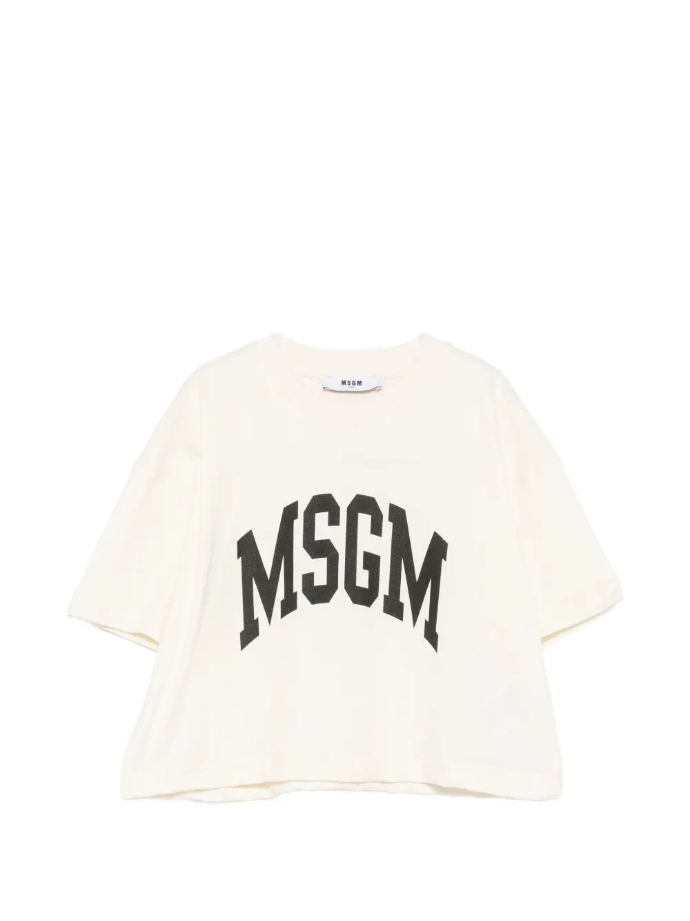 MSGM Kids logo-print T-shirt - Nude