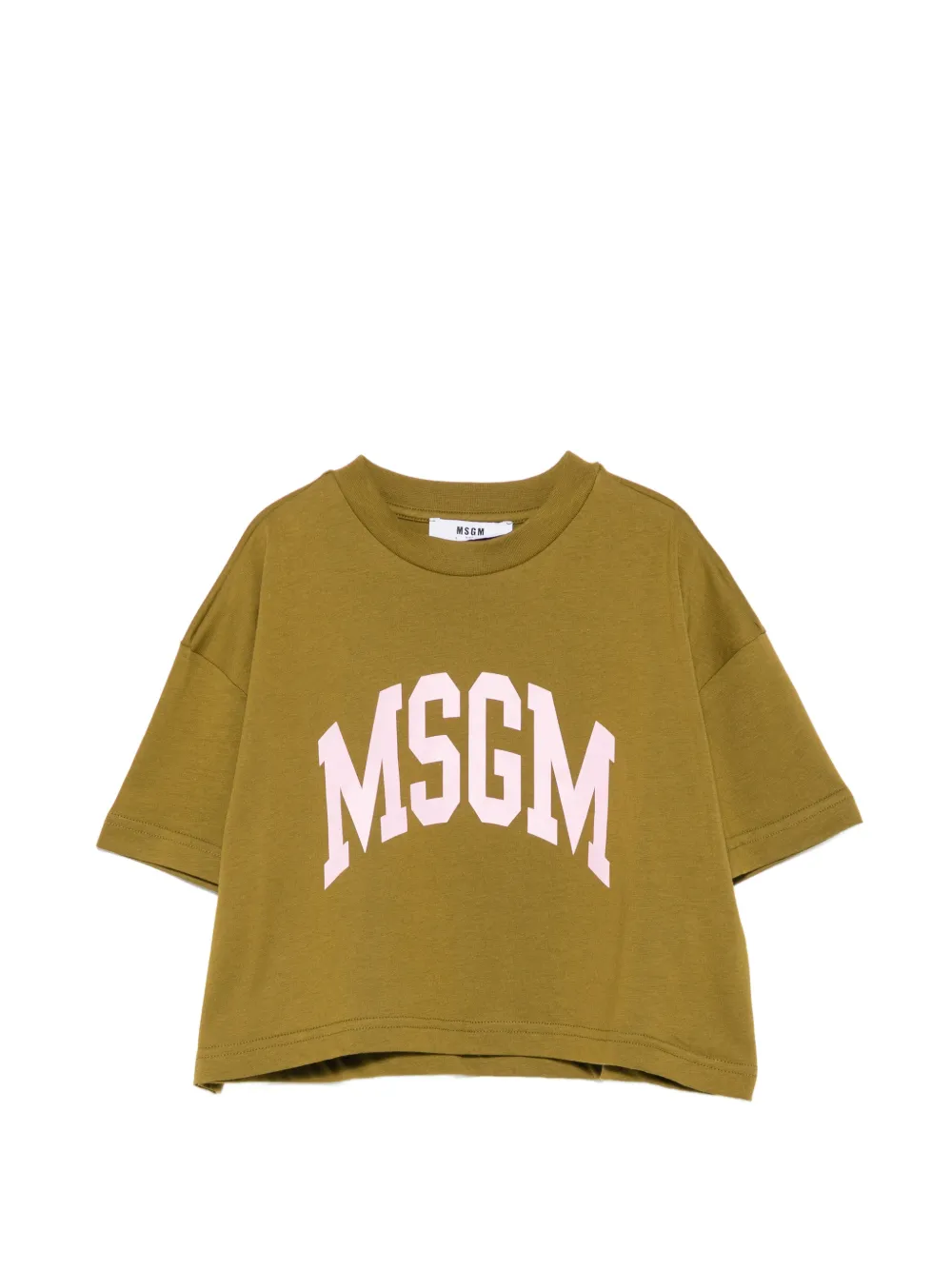 MSGM Kids logo-print cropped T-shirt - Verde