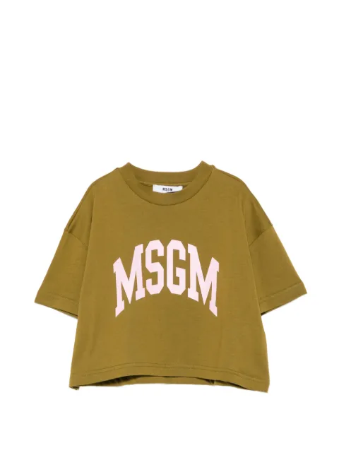 MSGM Kids logo-print cropped T-shirt