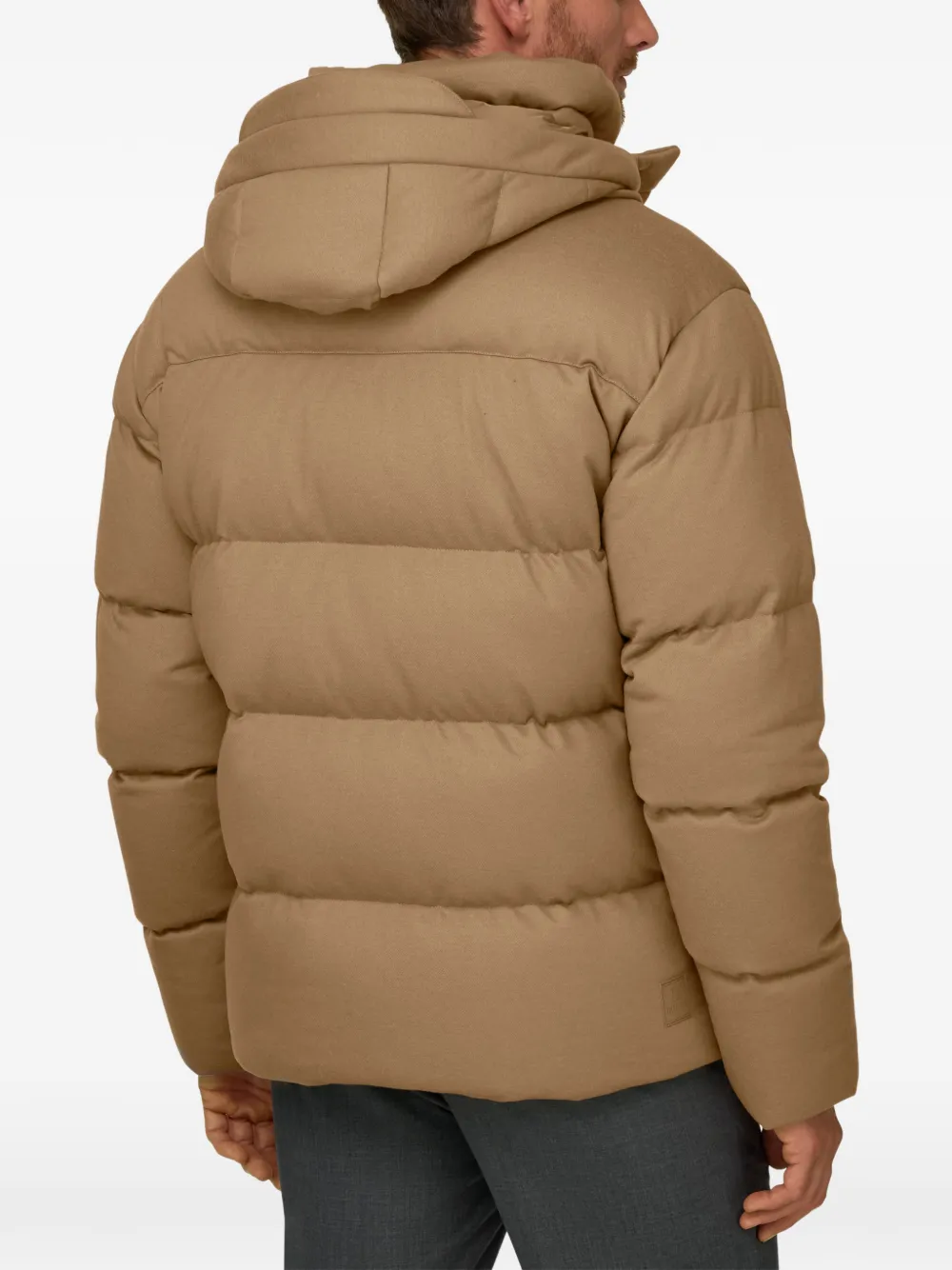 Boggi Milano Bomberjack van wolblend gewatteerd met ganzendons Beige