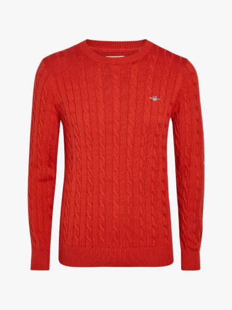 Gant cable-knit logo-embroidered sweater