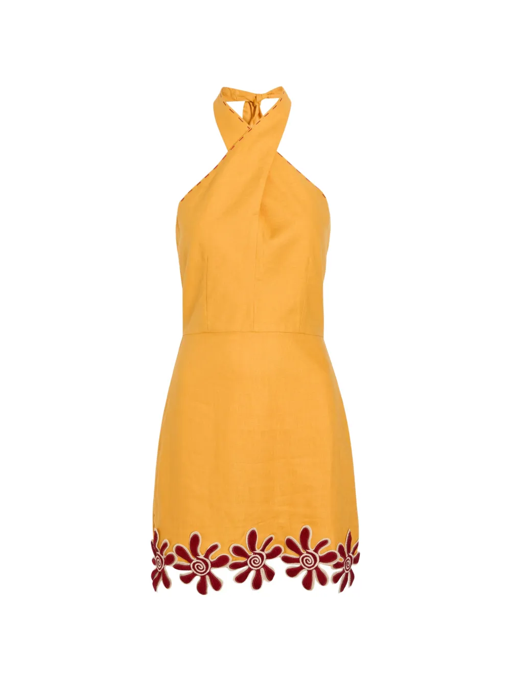 Cala de la Cruz Veneta Neckholder-Kleid mit Applikationen - Gelb