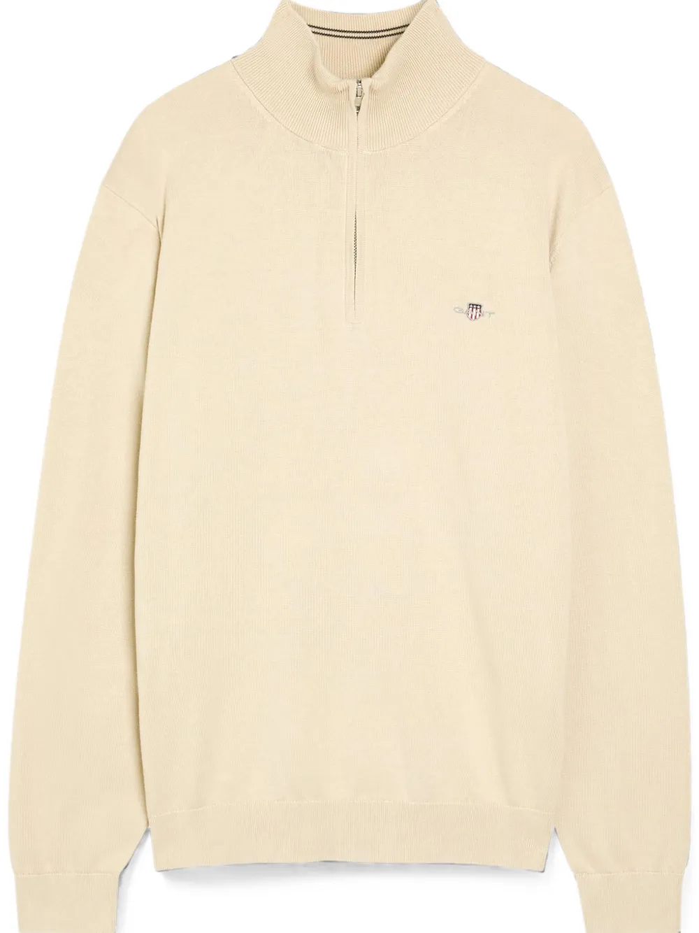 Gant Trui met geborduurd logo en rits Beige