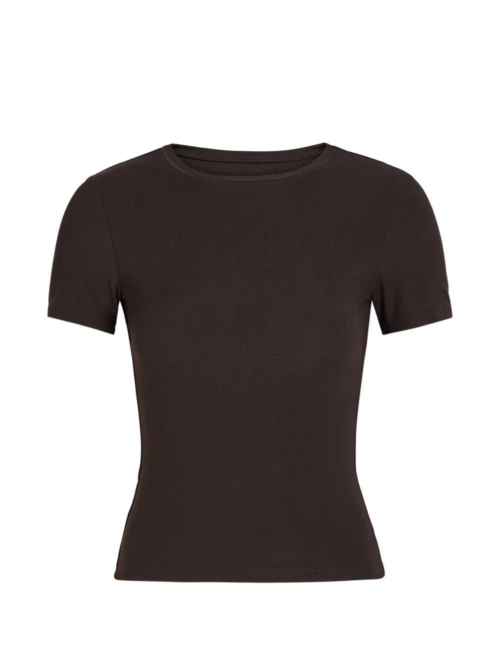 Tala Ribbed-knit Short-sleeves T-shirt In Brown