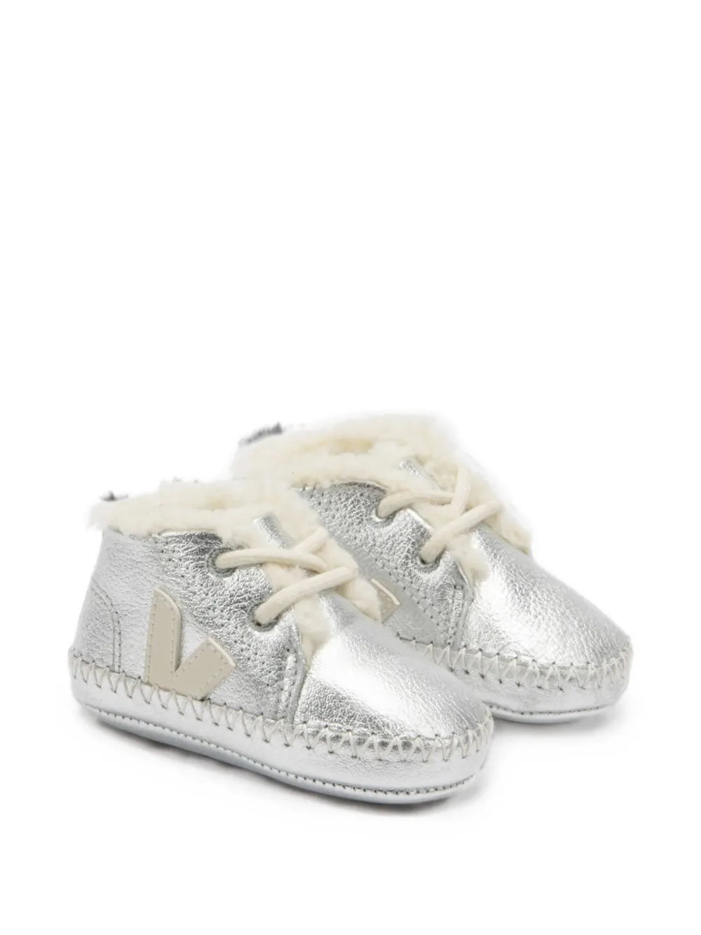 VEJA Kids Pierre shearling-trim pre-walker shoes Zilver