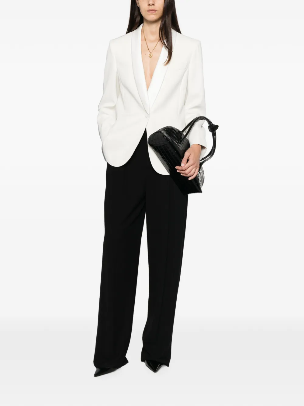 Giorgio Armani Blazer met sjaalkraag Beige
