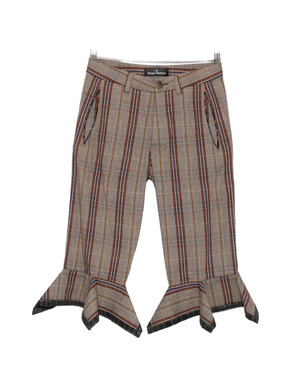 Vivienne Westwood checked-pattern ruffled crop trousers - Neutrals