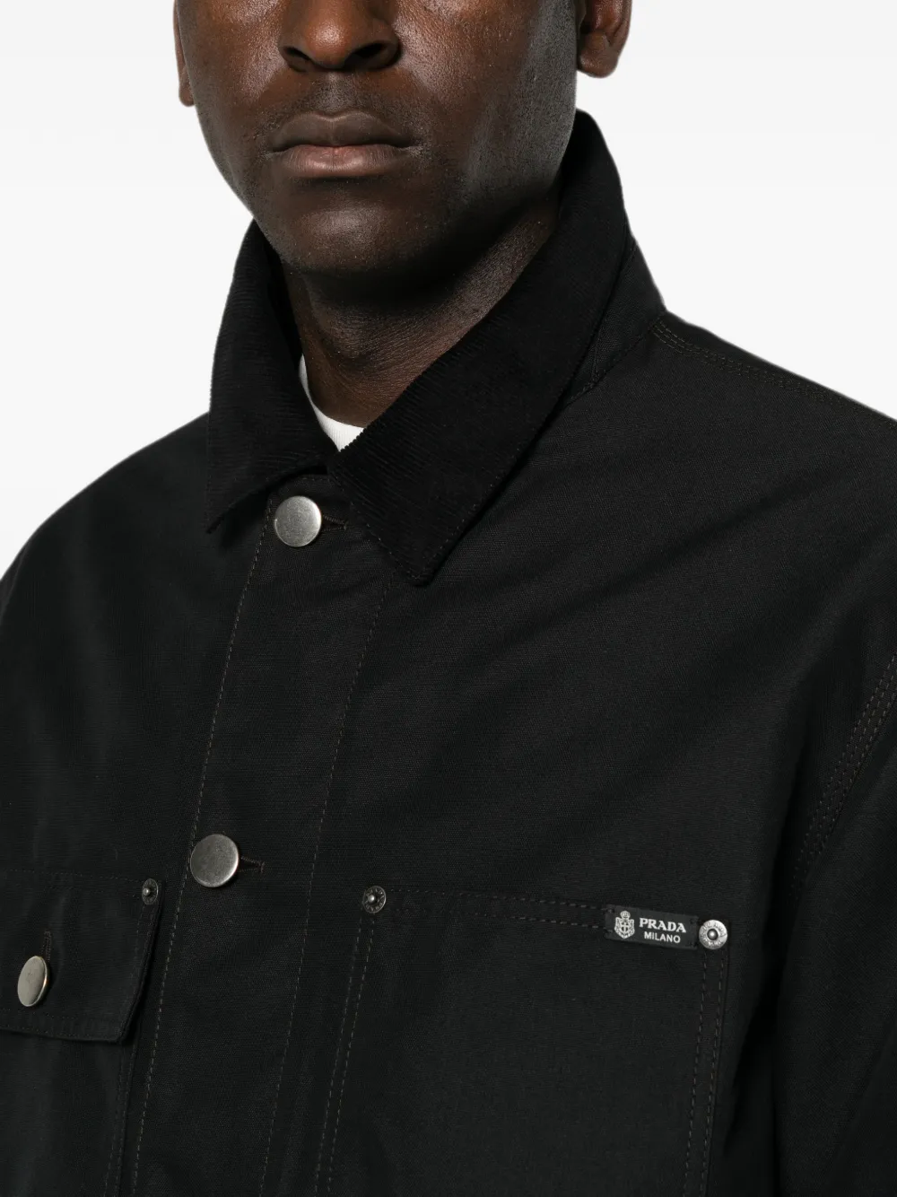 Prada Jack met logopatch en ribfluwelen kraag Zwart