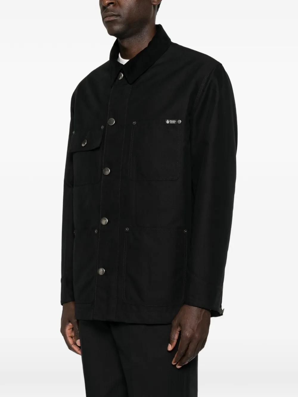 Prada Jack met logopatch en ribfluwelen kraag Zwart