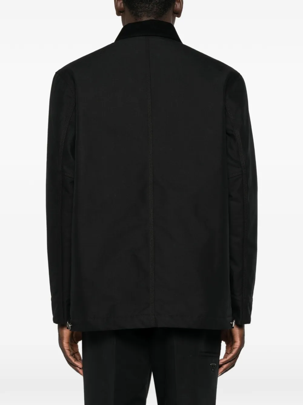 Prada Jack met logopatch en ribfluwelen kraag Zwart