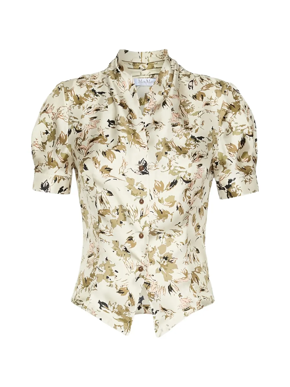 Max Mara printed silk twill shirt white Beige