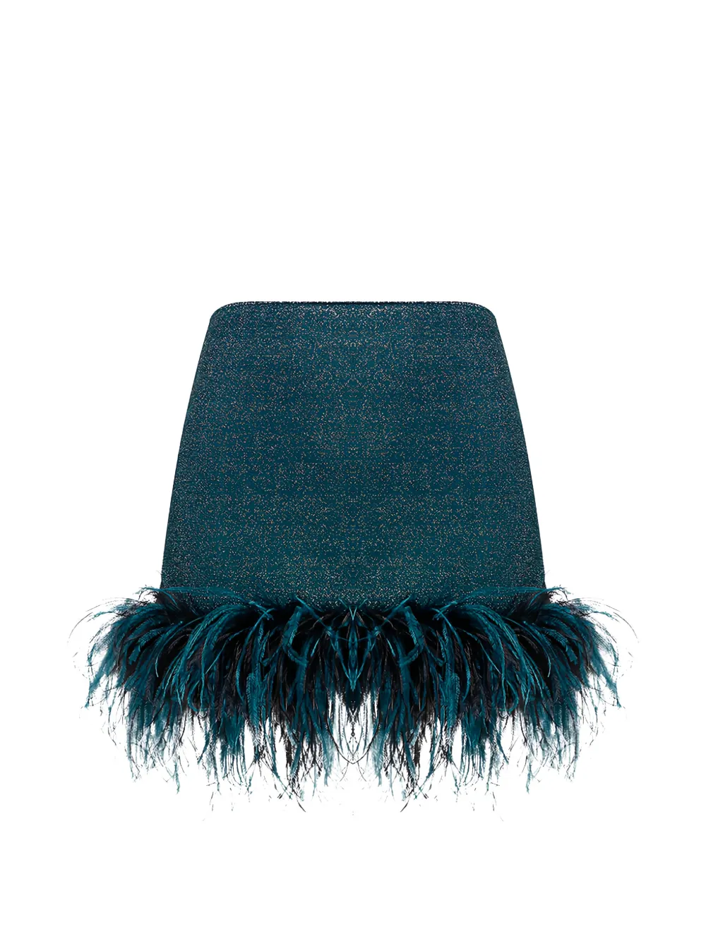 Oseree Lumière Plumage Feather-trim Skirt In Green