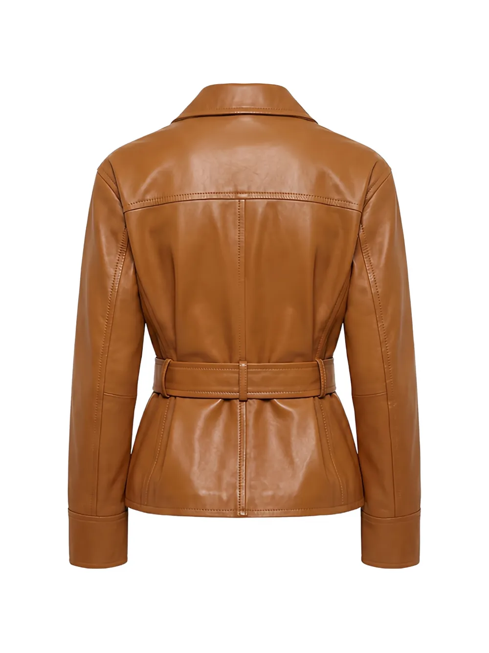 Max Mara Giusto belted leather biker jacket Bruin