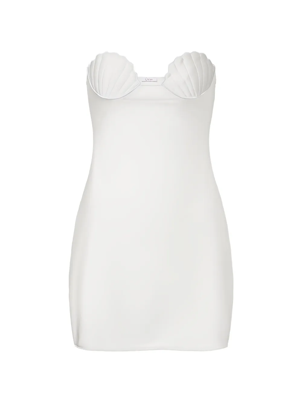 Oseree Shell-detail Satin-finish Mini Dress In White