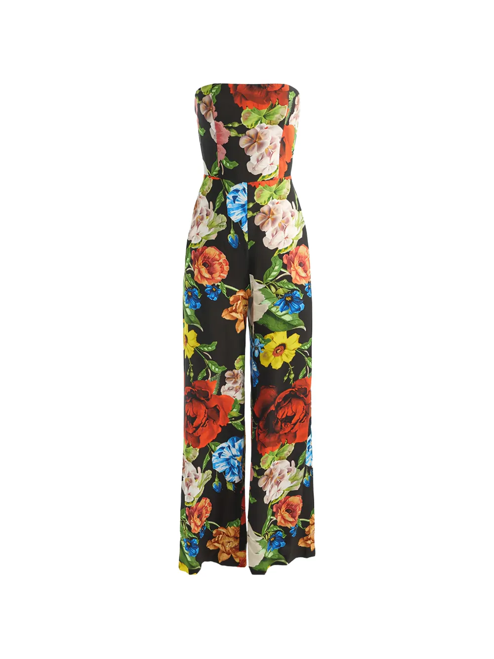 alice + olivia Beatriz floral-print strapless jumpsuit - Nero