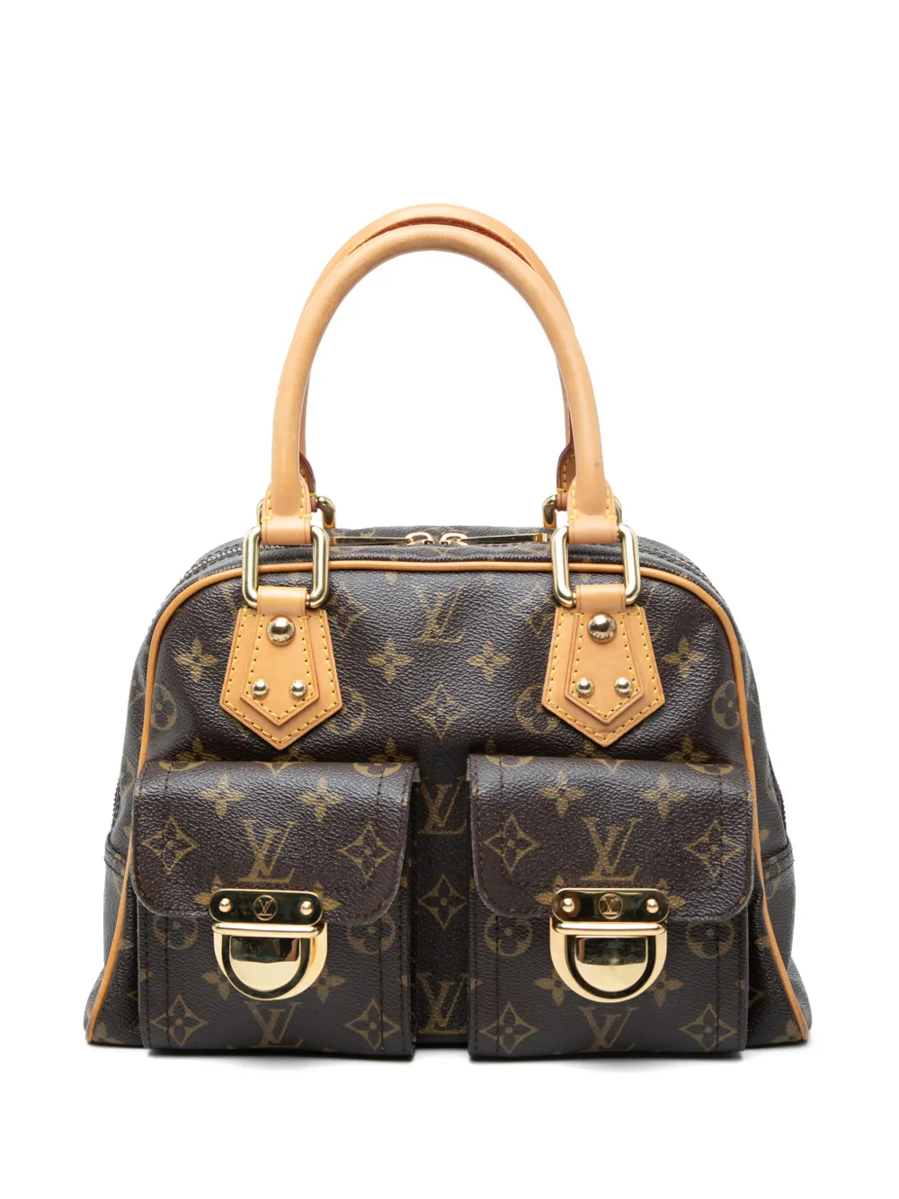Pre-owned Louis Vuitton 2005 Monogram Manhattan Pm Handbag In Brown