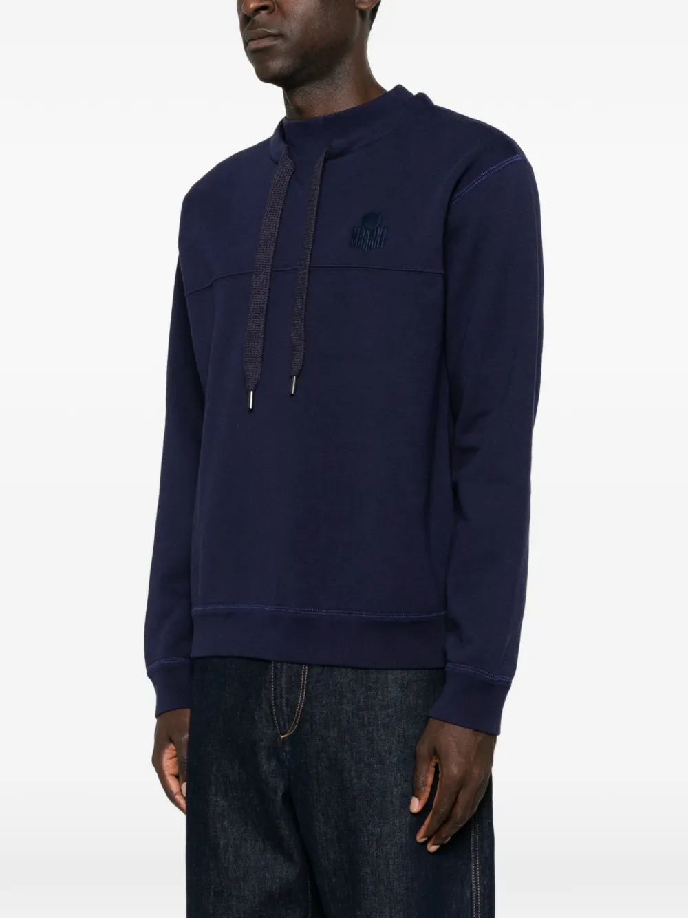 MARANT Trui met trekkoord en geborduurd logo Blauw