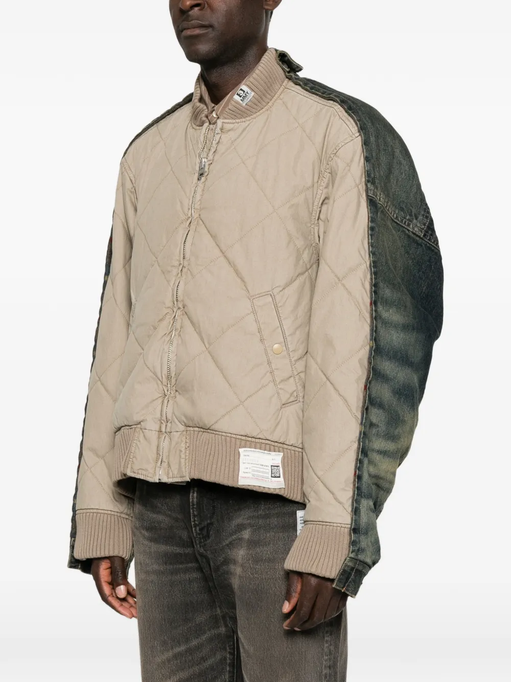 Maison MIHARA YASUHIRO Gelaagd gewatteerd denim jack Beige