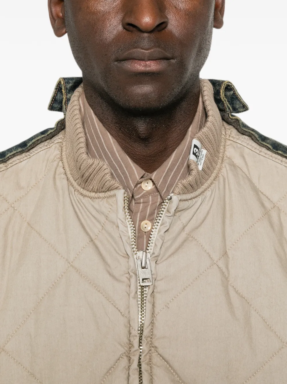 Maison MIHARA YASUHIRO Gelaagd gewatteerd denim jack Beige