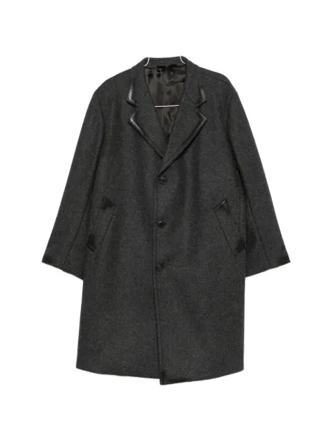 Prada leather-trimmed single-breasted coat