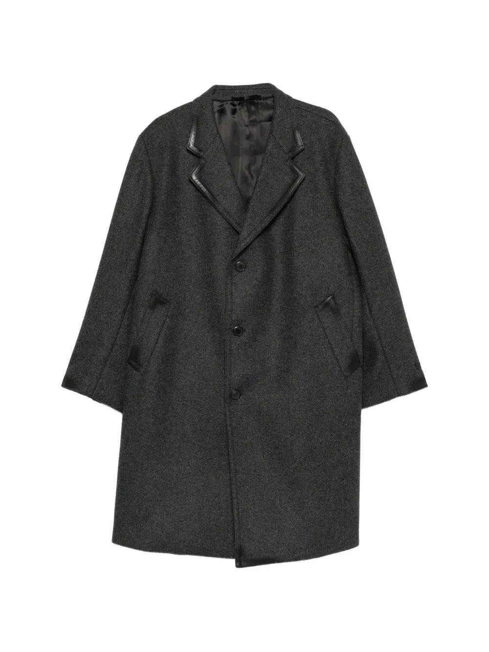 Prada leather-trimmed single-breasted coat - Grigio