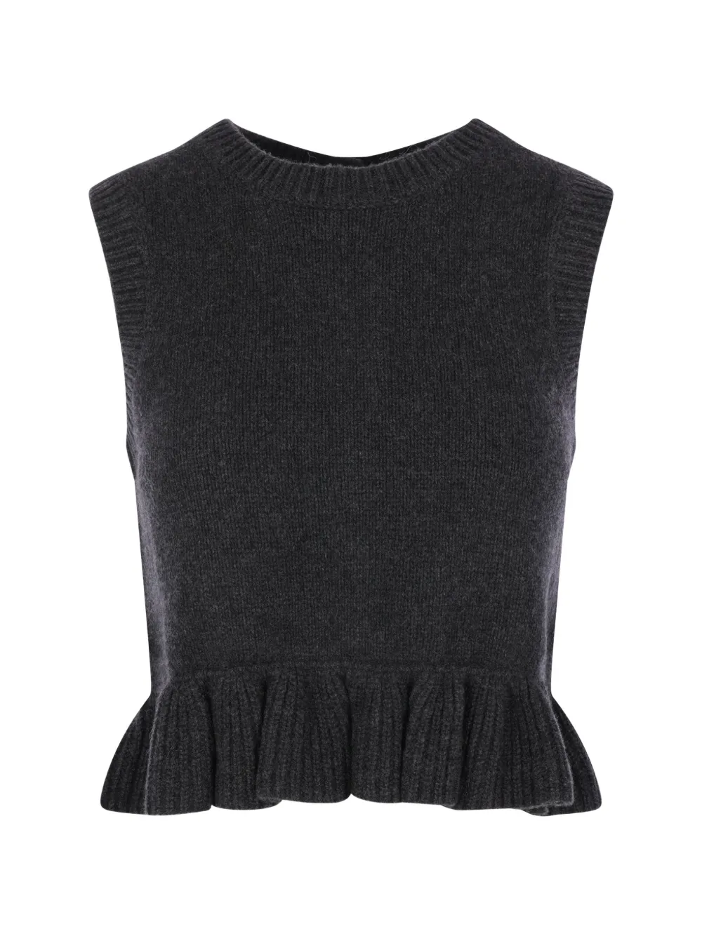 Cecilie Bahnsen ruffled-peplum crew-neck gilet - Grau
