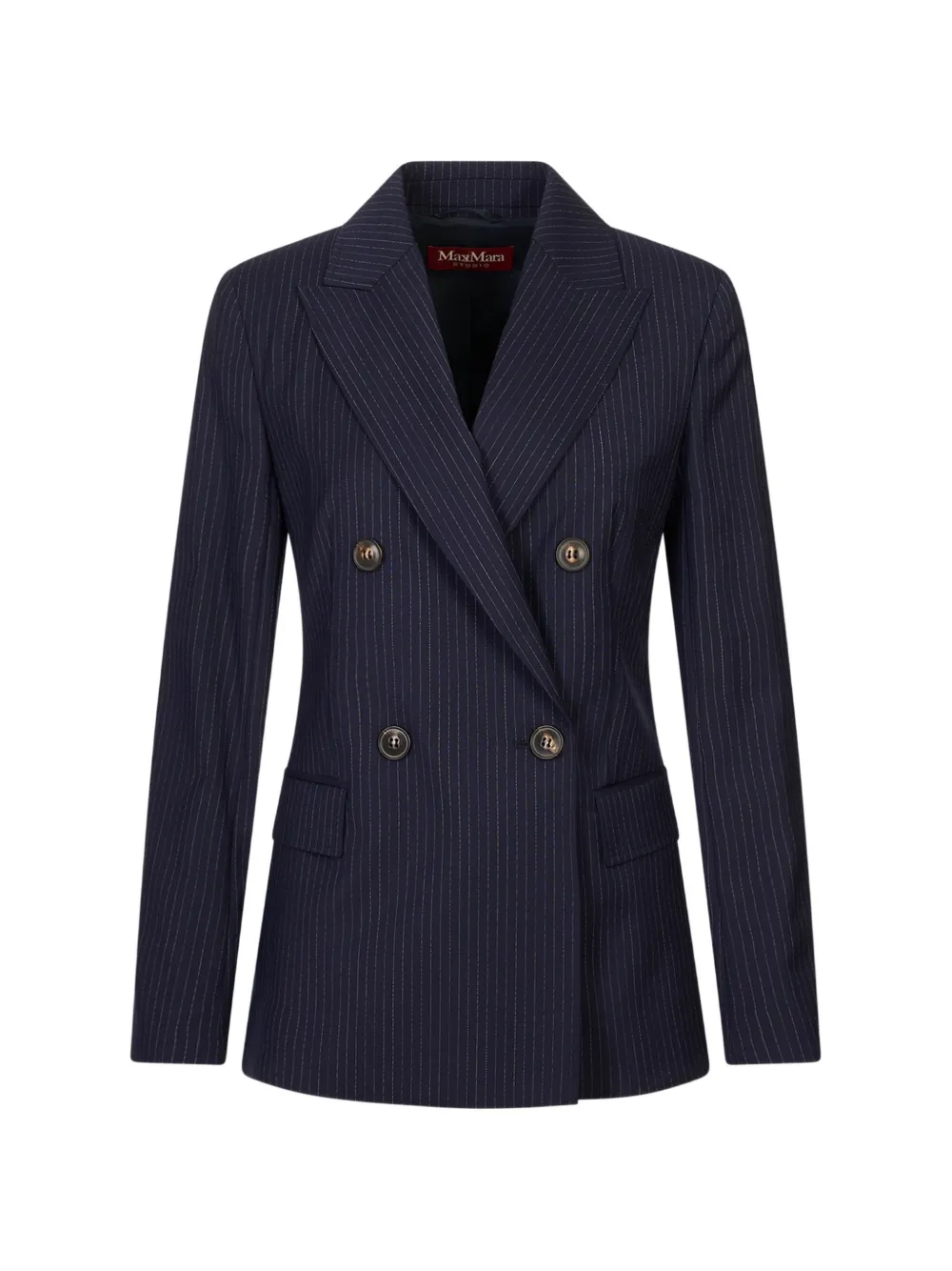 Max Mara plain-weave wool double-breasted jacket - navy - Blau