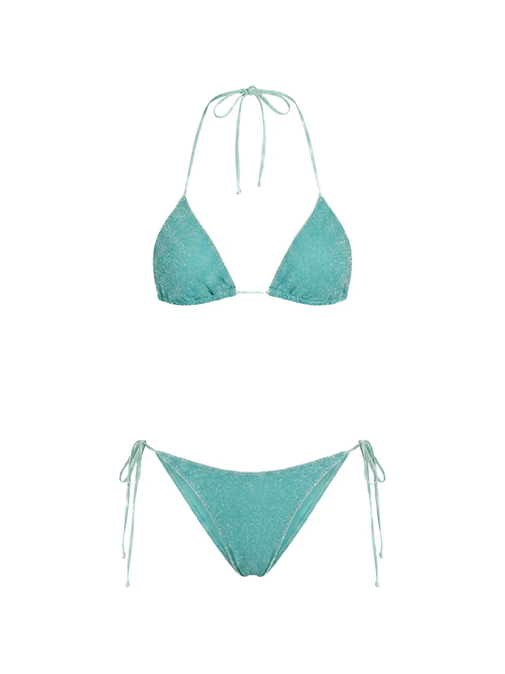 Oseree Lurex Tie-fastening Bikini In Green
