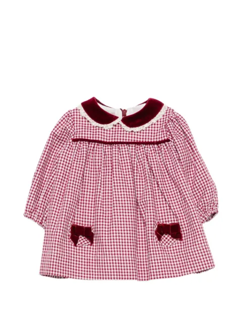 La Stupenderia gingham velvet-trim dress