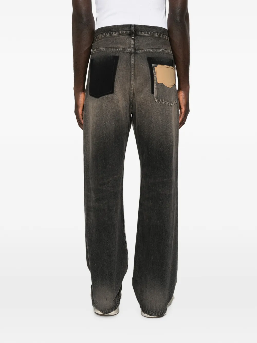 Maison MIHARA YASUHIRO Jeans met whisker-effect en patchdetail Zwart