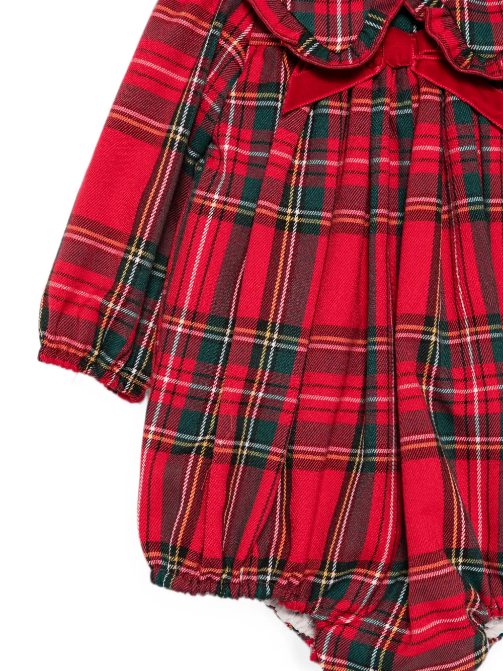 La Stupenderia Romper met tartan-print en ruches Rood