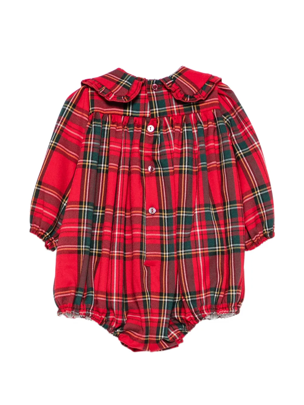 La Stupenderia Romper met tartan-print en ruches Rood