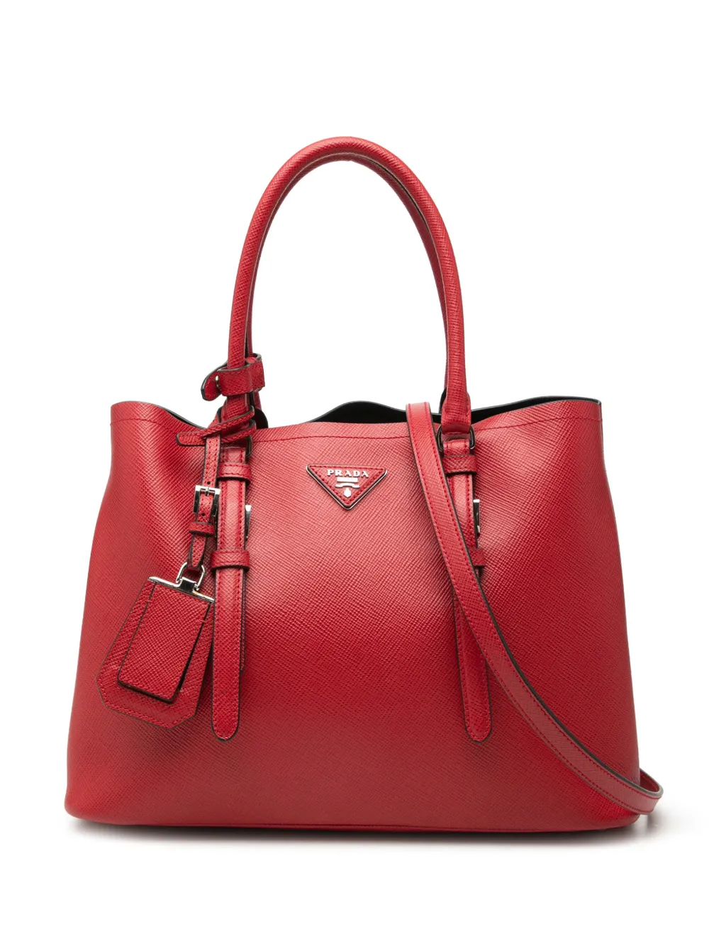 Prada Pre-Owned 2013-2026 Medium Saffiano Cuir Double Handle satchel - Rot