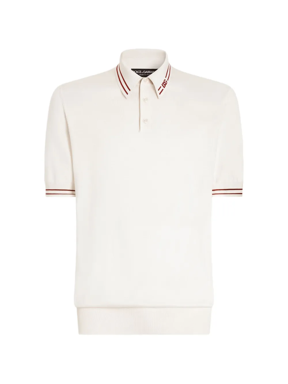 Dolce & Gabbana polo shirt in smooth silk with DG intarsia - Bianco