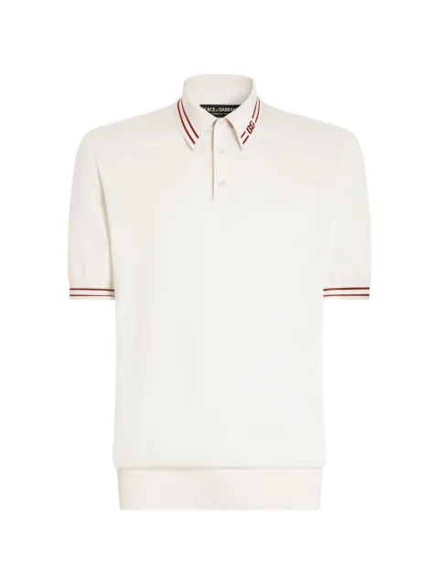 Dolce & Gabbana polo shirt in smooth silk with DG intarsia