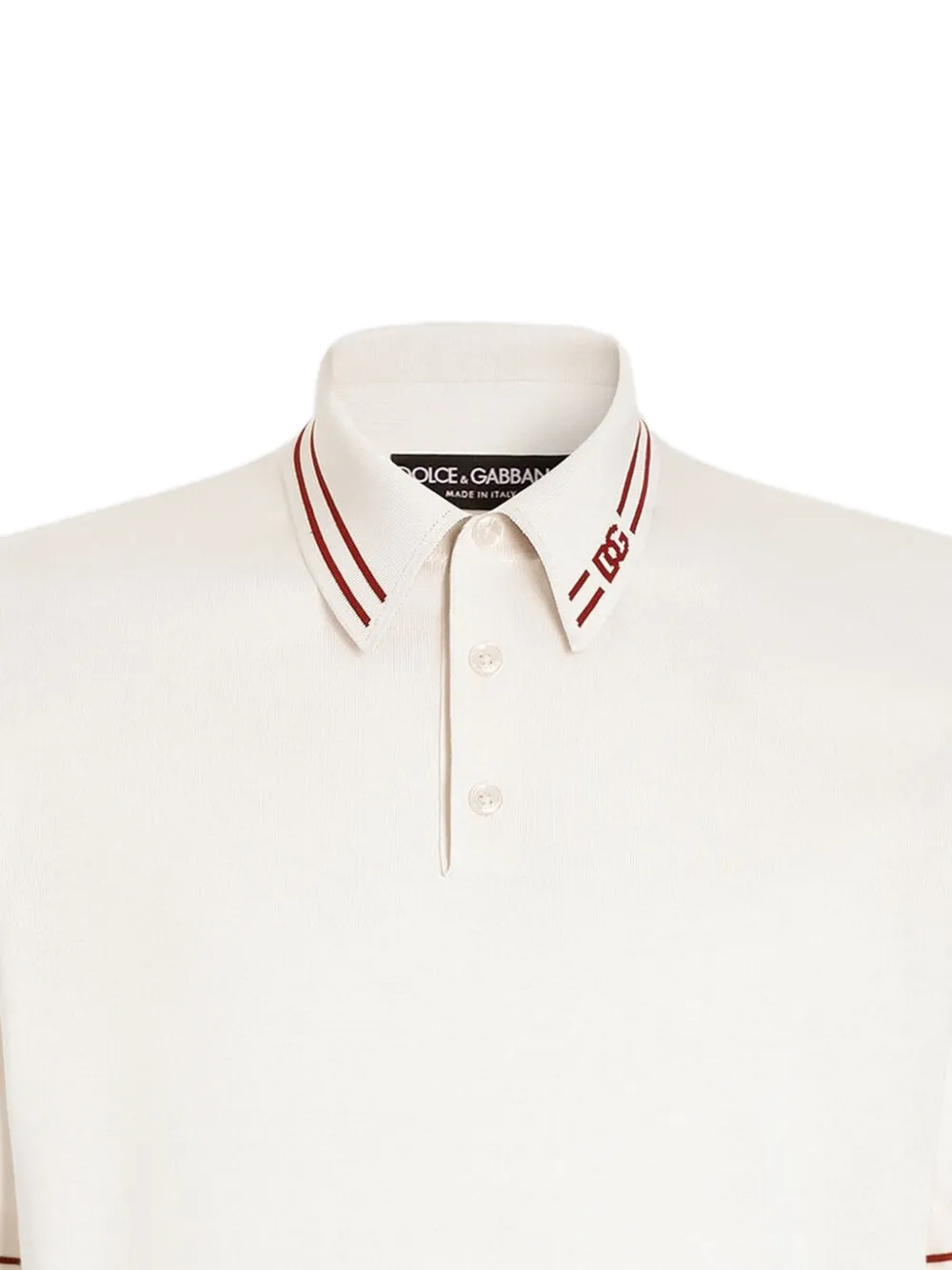 Dolce & Gabbana Poloshirt van glad zijde met DG intarsia Wit
