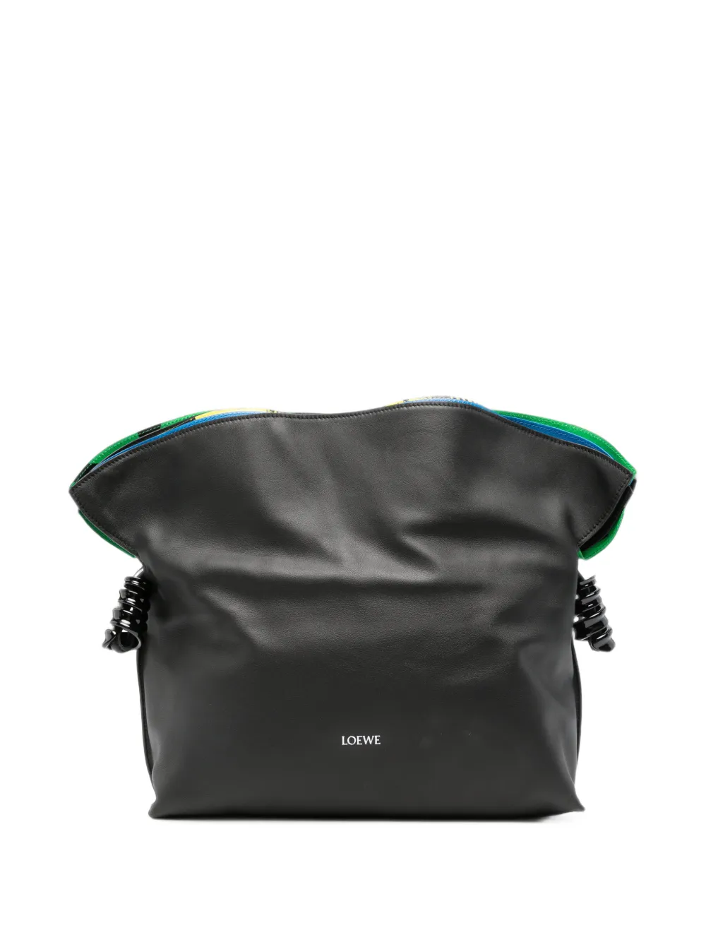 LOEWE Mittelgroße Millefeuille Flamenco Clutch aus Nappaleder - Schwarz