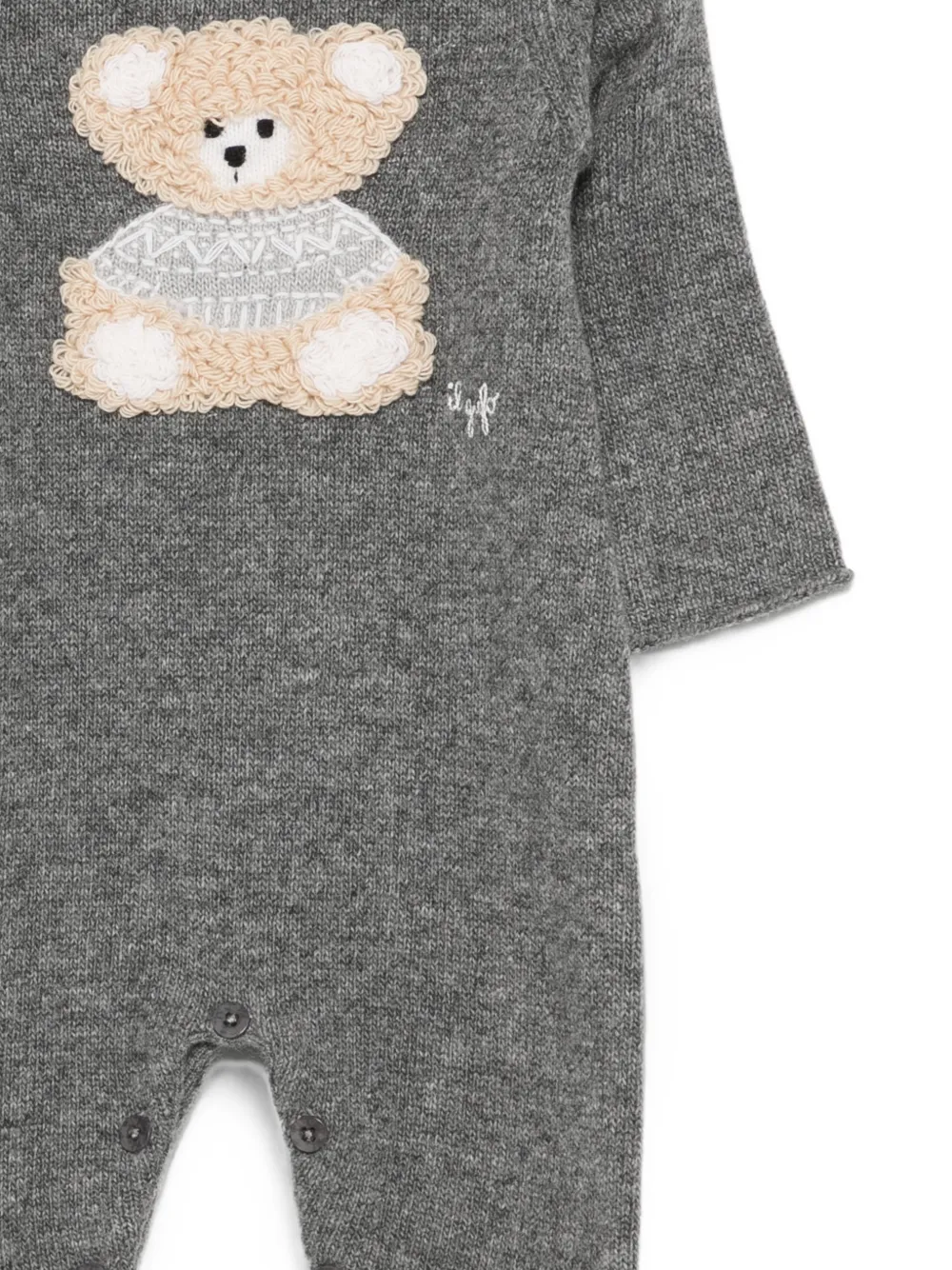 Il Gufo Gebreide romper met geborduurde teddybeer Grijs