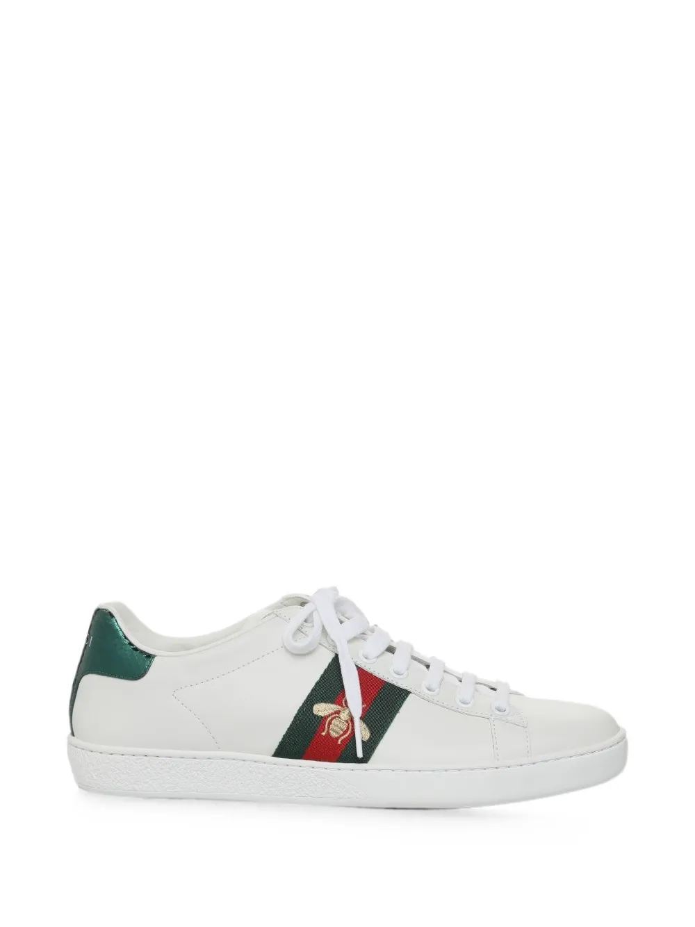 Pre-owned Gucci Ace Embroidered Sneakers In White